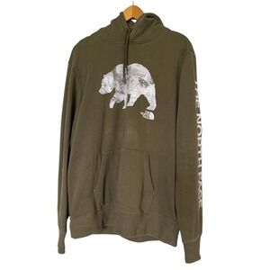 The North Face Bear Pullover Hoodie Green Large EUC